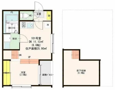 ハーモニーテラス松葉町V【1階】の間取り