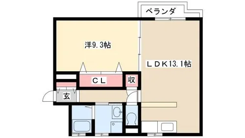 La.高島【1B号室】の間取り