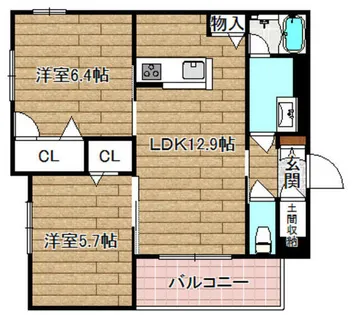 シャーメゾン跡坂【101号室】の間取り