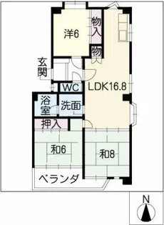 シーズンコート杁ヶ池B【4階】の間取り
