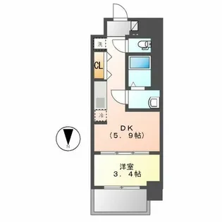 プレサンス ジェネ 新栄町駅前 葵【2階】の間取り