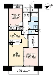 2LDKの間取り画像