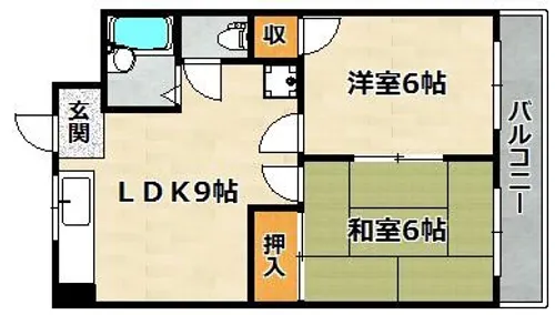 キャッスルハイツ平野【402号室】の間取り
