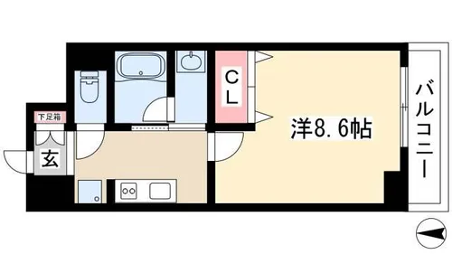 レジディア高岳【8階】の間取り