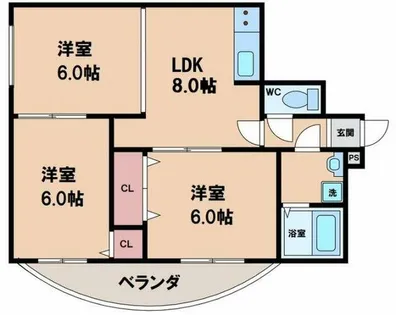 シャトークレインヒル【6階】の間取り