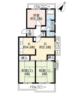 UR平城左京【0020401号室】の間取り