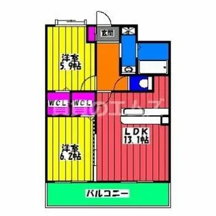 ボヌールふぢ【402号室】の間取り