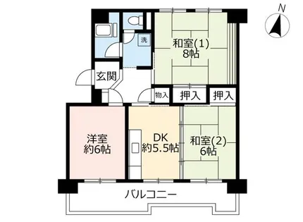 UR洛西境谷東【0090603号室】の間取り