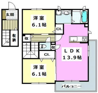 アーバンスクエア舟木町【201号室】の間取り