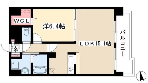 リバーコート砂田橋Ⅰ【6階】の間取り