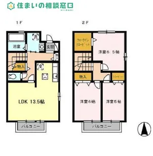愛知県岡崎市真伝吉祥2丁目【テラスハウス】の間取り