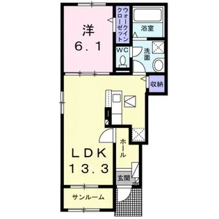 エレガンス ハネカ【1階】の間取り