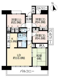 UR香里ヶ丘みずき街【0090701号室】の間取り