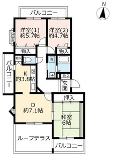 UR高槻・阿武山八番街【0050504号室】の間取り