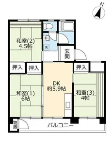 UR中登美第三【F090308号室】の間取り