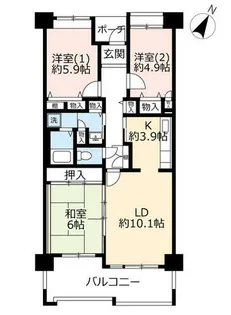 URシティコート下新庄【0060405号室】の間取り