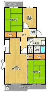 鹿の子台北ハイツ【8-504号室】の間取り