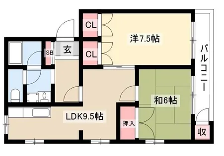 園山スリーハウスC【102号室】の間取り