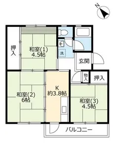 UR男山【A380207号室】の間取り