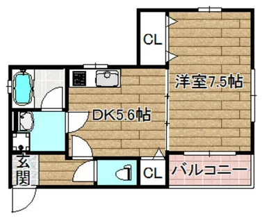 チャルテ高槻富田B棟【1階】の間取り