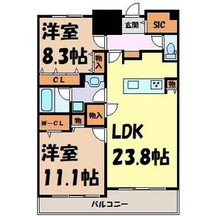 ロイジェント日吉【11階】の間取り