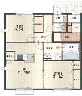 カーサ・デルソーレKHK A棟【1階】の間取り