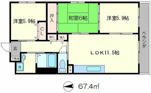 ソフィスタ洛北【3階】の間取り