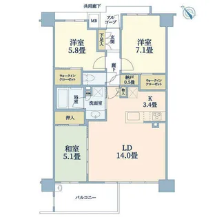 プラウド甲子園四番町【4階】の間取り