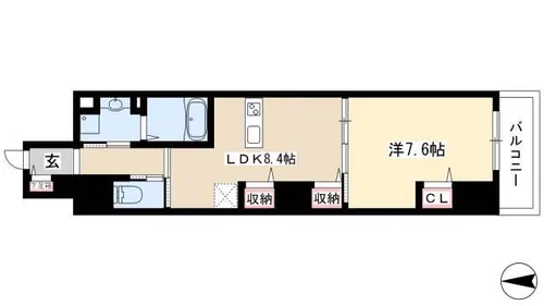MEIEKI ST【102号室】の間取り