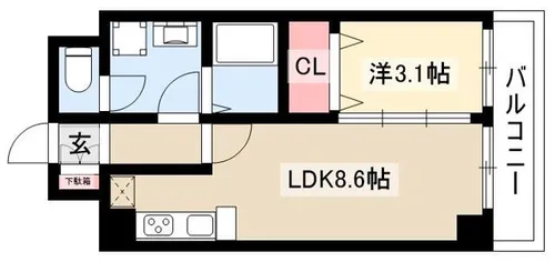 La Douceur今池【0614号室】の間取り