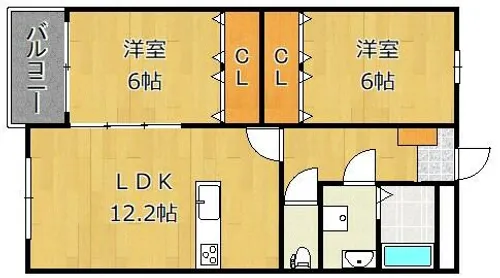 ブランボヌール小倉【106号室】の間取り