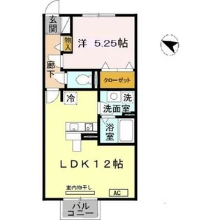 兵庫県神戸市北区山田町下谷上字六地蔵【アパート】の間取り