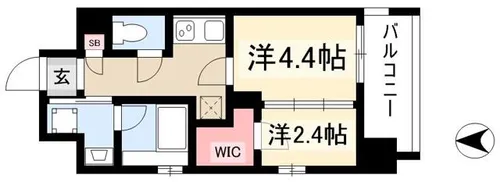 シーズンフラッツ矢場【0801号室】の間取り