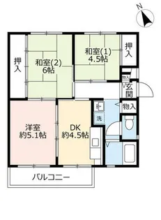 UR中登美第三【D010102号室】の間取り