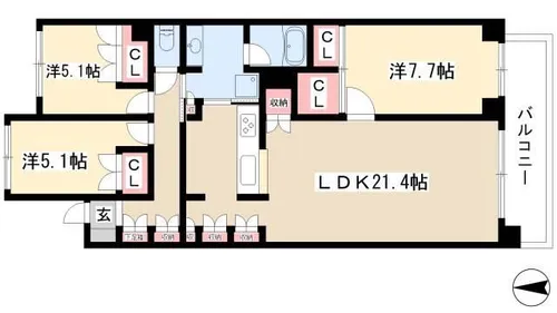 プライムメゾン富士見台【2階】の間取り