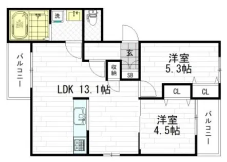 林寺アメニワハイツA棟【2階】の間取り