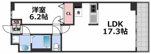 セレッソコート上本町EAST【7階】の間取り
