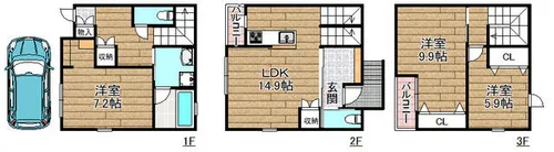 大阪府高槻市真上町4丁目【一戸建】の間取り