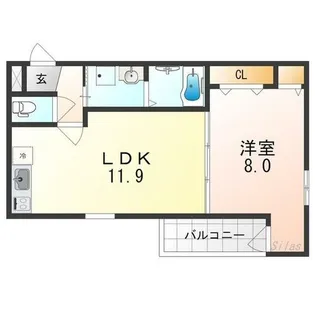 グレンツェント泉大津【1階】の間取り