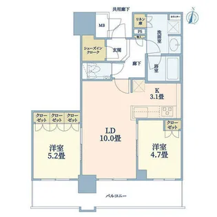ブランズタワー梅田North【15階】の間取り