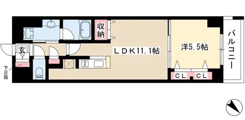 グランルクレ新栄イースト【0413号室】の間取り