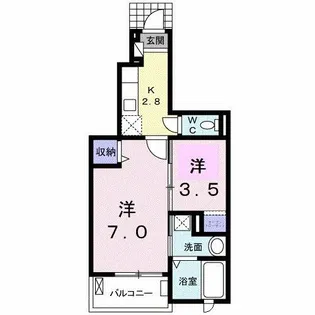 ヒラソル【103号室】の間取り