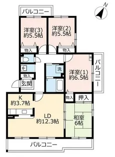 URコンフォールかぶと台【0290301号室】の間取り