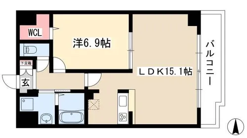 リバーコート砂田橋Ⅱ【4階】の間取り