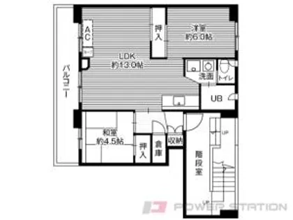 ビレッジハウスおさつ2号棟【4階】の間取り