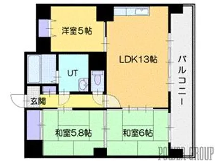 コートドエル恵庭【9階】の間取り