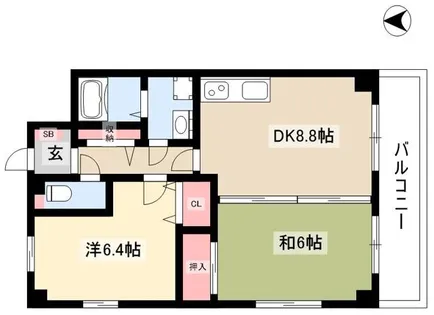 エスポワール八田【2階】の間取り