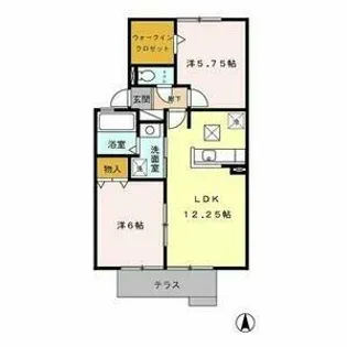 ウエストリバー B【1階】の間取り