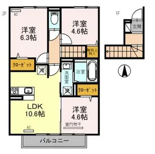 ソレイユかつらぎ【2階】の間取り
