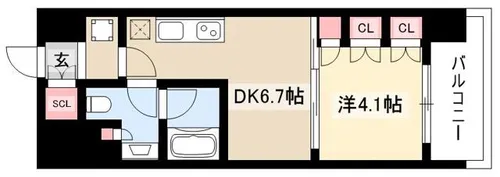 ザ・パークハビオ新栄【14階】の間取り